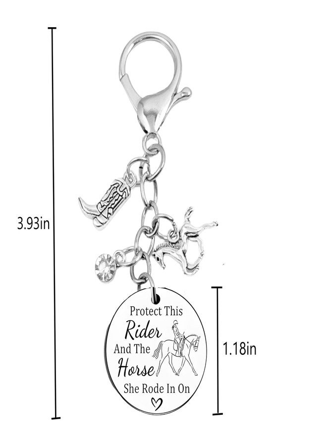Dorla Cool Protect This Rider and The Horse She Rode in On Saddle Charm Horse Lover Gifts for Women Girl Equestrian Riders Lovers Trainer Stuff Keychain Charms for Birthday Christmas - Image 3